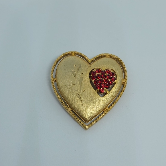 cabochon heart pin rhinestone heart pin wedding heart jewelry blue heart pin Vintage heart brooch marcasite heart brooch Valentine/'s